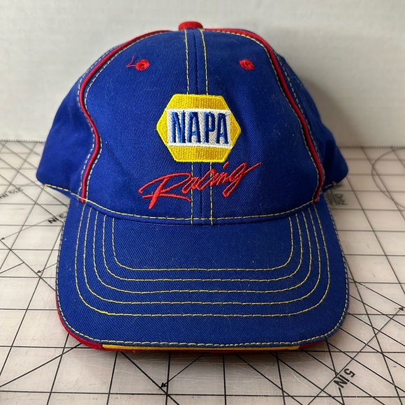 Napa Racing Youth Adjustable Baseball Hat Embroidered Logo Blue Red Yellow - Picture 1 of 4